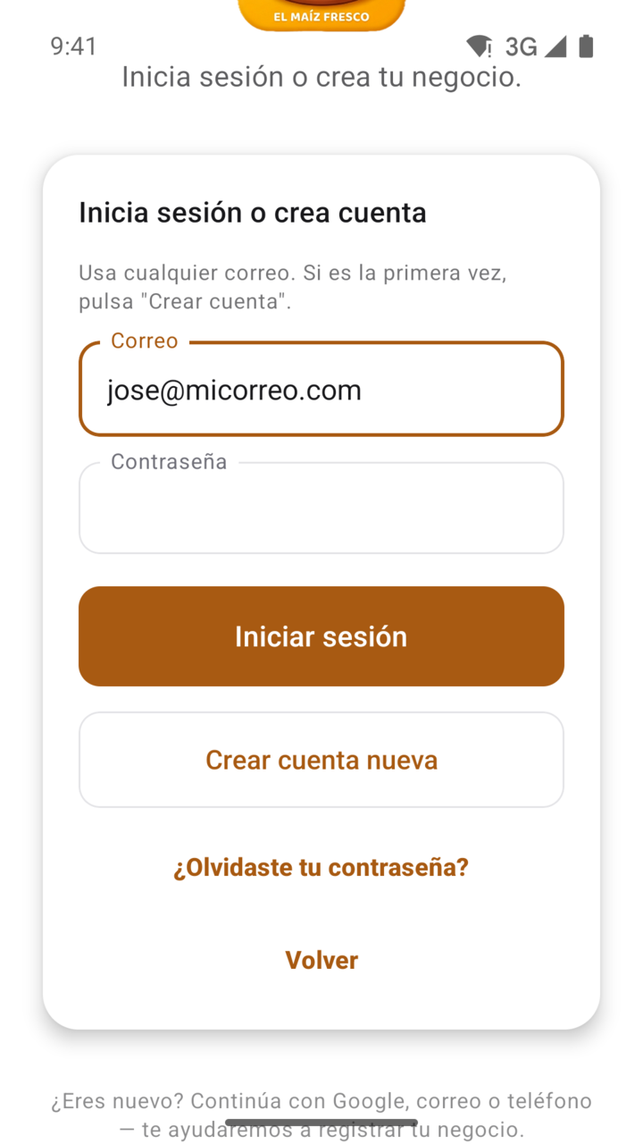 Pantalla del paso 6: Si se te olvidó la contraseña