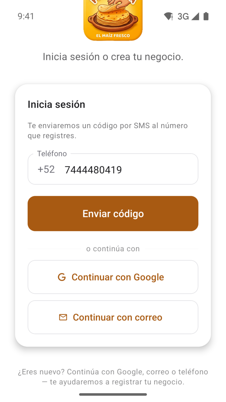 Pantalla del paso 4: Pide el código